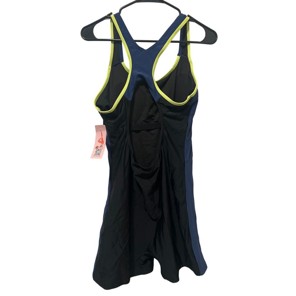 Women's Contrast Boyleg Racer Cutout Back Sports One Piece Swimsuit NWT Size L - Picture 4 of 9